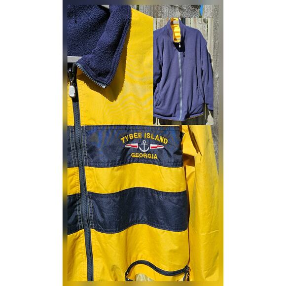 TYBEE Island Georgia Reversable Men's Jacket Size XL Yellow / Blue Cape Cod - Picture 2 of 11